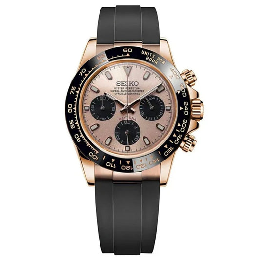 SEITONA SALMON DIAL BLACK STRAP